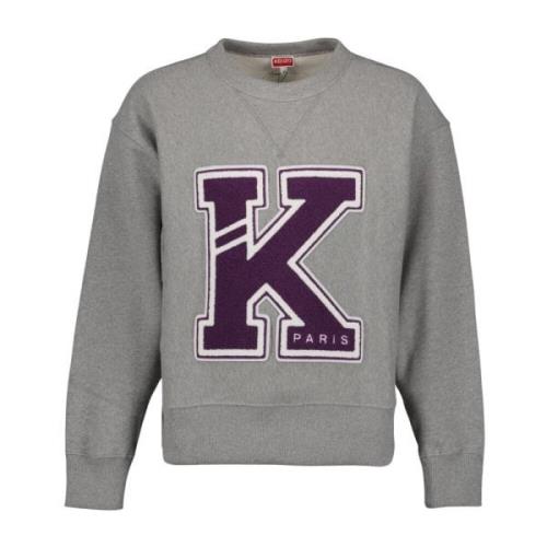 Varsity Sweatshirt Oversize Logo Borduurwerk Kenzo , Gray , Heren