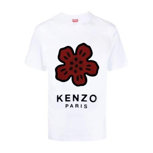 Katoen Logo Patch T-Shirt Kenzo , White , Heren