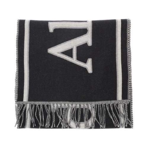 Fringed Varsity Logo Sjaal Zwart Wit Alexander McQueen , Multicolor , ...