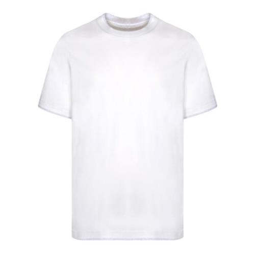 Witte Katoenen T-shirt Ronde Hals Korte Mouwen Brunello Cucinelli , Wh...