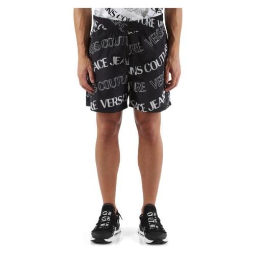 Technische Bermuda Shorts met Logo All-Over Versace Jeans Couture , Bl...