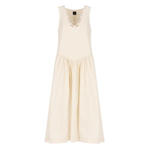 Elegante Ivoor Kant V-hals Jurk Pinko , Beige , Dames