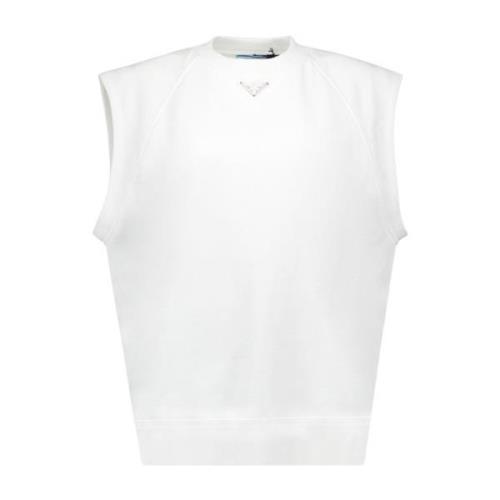Driehoekig Logo Mouwloos Oversized T-shirt Prada , White , Dames