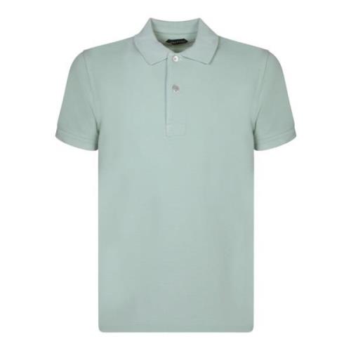 Groene Polo Shirt Geborduurd Ss24 Tom Ford , Green , Heren