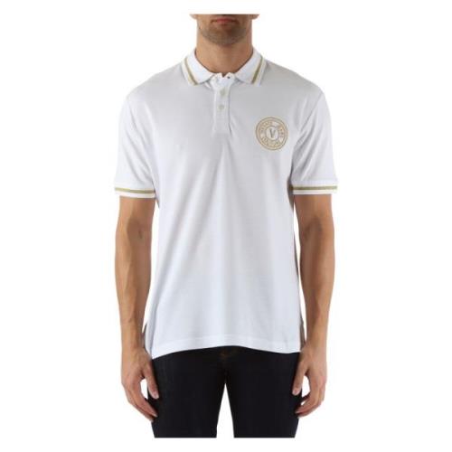 Slim Fit Katoenen Polo met Lurex Details Versace Jeans Couture , White...