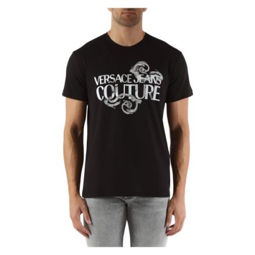Slim Fit Katoen Logo T-shirt Versace Jeans Couture , Black , Heren