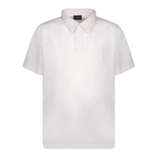 Witte Wol Polo Shirt Korte Mouw Brioni , White , Heren