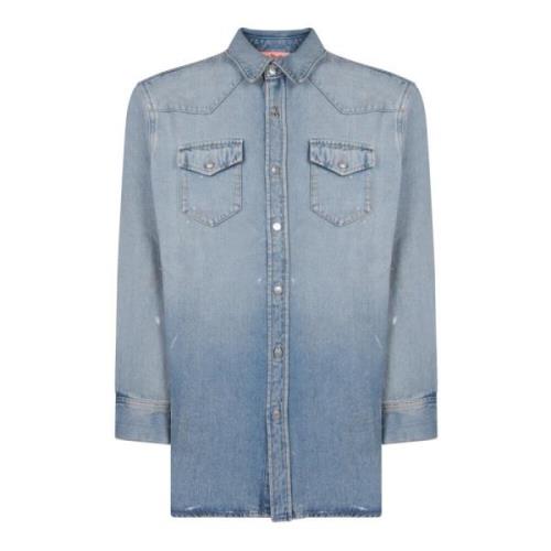 Blauwe Denim Shirt met Zakken Acne Studios , Blue , Heren