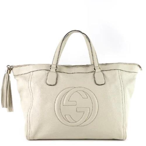 Pre-owned Leather totes Gucci Vintage , White , Dames