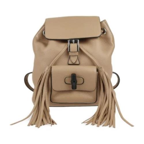 Pre-owned Leather backpacks Gucci Vintage , Beige , Dames