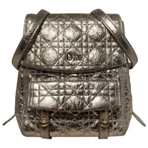 Pre-owned Leather backpacks Dior Vintage , Gray , Dames