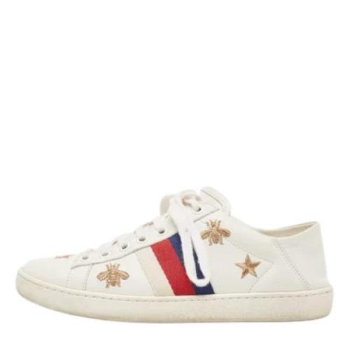 Pre-owned Leather sneakers Gucci Vintage , White , Dames