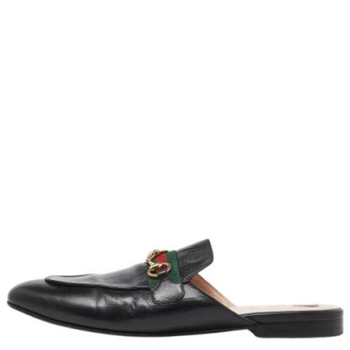 Pre-owned Leather flats Gucci Vintage , Black , Dames