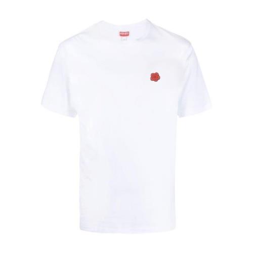 Katoen Logo Patch T-Shirt Kenzo , White , Heren