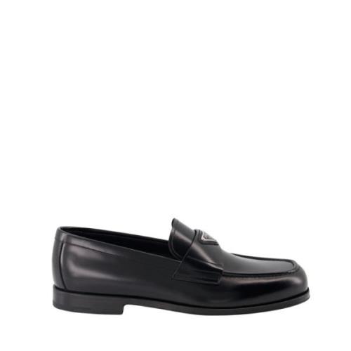 Leren Instap Mocassins Prada , Black , Heren