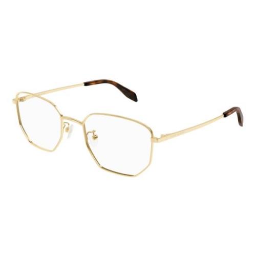 Gold Eyewear Frames Am0438O Alexander McQueen , Yellow , Unisex