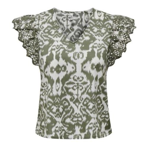 Gerimpelde Geborduurde Top Donna Collectie Only , Multicolor , Dames