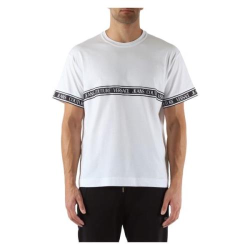 Katoenen T-shirt met logoprint Versace Jeans Couture , White , Heren