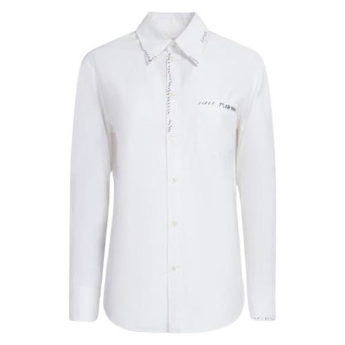 poplin overhemd met herstelwerk Marni , White , Dames