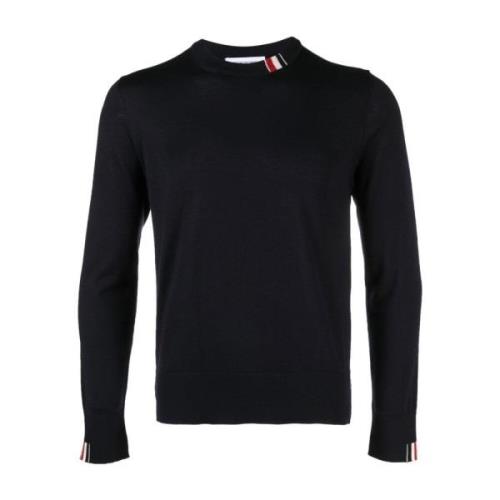 Blauwe Crew Neck Jumper RWB Stripe Thom Browne , Blue , Heren