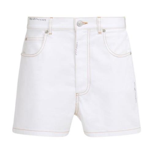 Denim shorts met bloemenpatch Marni , White , Dames