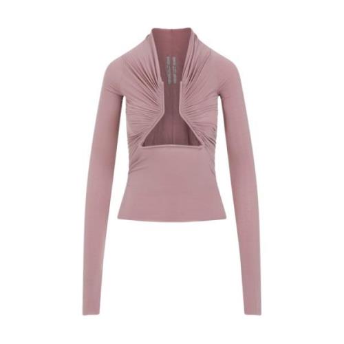 Dusty Pink Geometric Neckline T-shirt Rick Owens , Pink , Dames