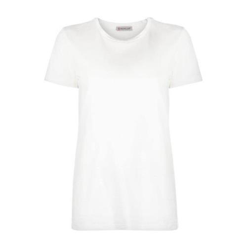 Wit Katoenen T-shirt met Logopatch Moncler , White , Dames