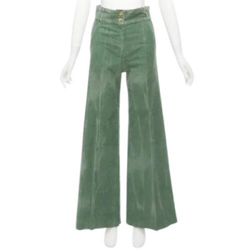 Pre-owned Corduroy bottoms Gucci Vintage , Green , Dames