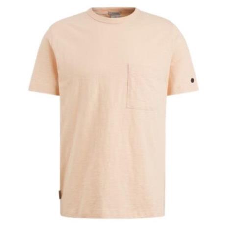 Heren Slub Katoen Regular Fit T-shirt Cast Iron , Beige , Heren