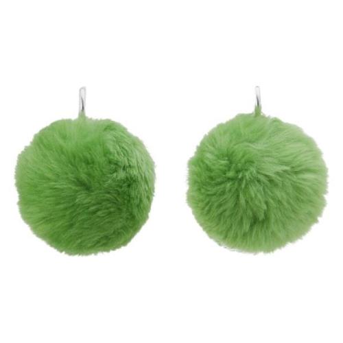 Fluffy pom-pom oorbellen Marni , Green , Dames