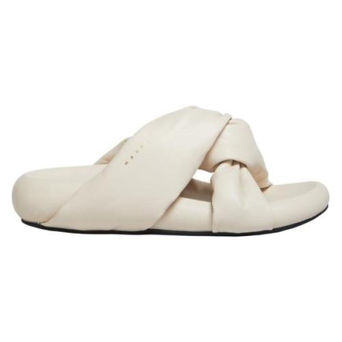 Ivory twisted leather bubble sandal Marni , Beige , Dames