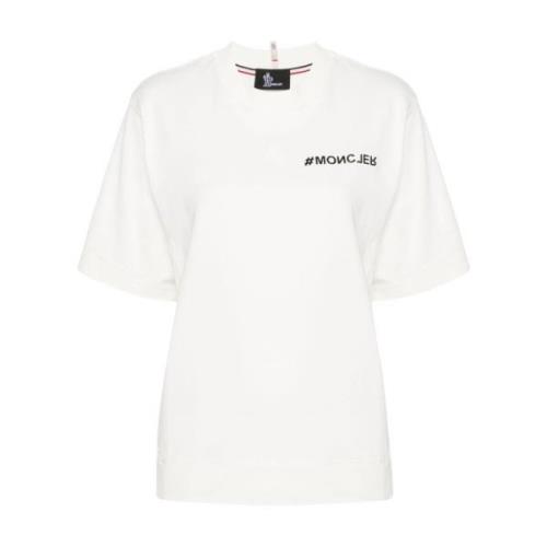 Wit Logo T-shirt Lichtgewicht Jersey Moncler , White , Dames