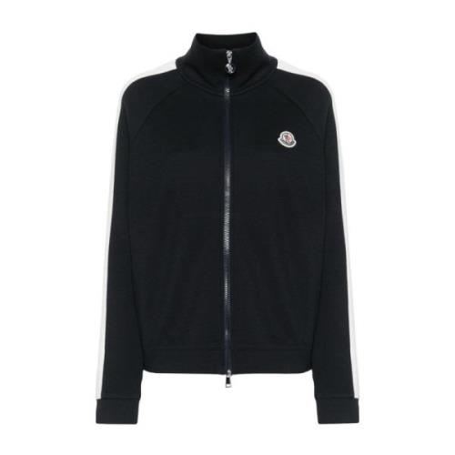 Blauwe Katoenen Rits Sweater Moncler , Blue , Dames