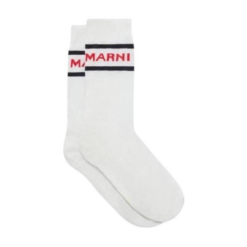 Katoenen sokken met logo Marni , White , Heren