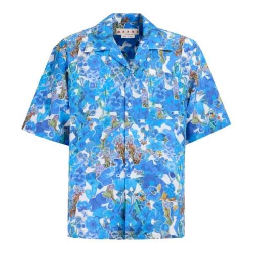 Poplin bowling shirt met allegro s print Marni , Multicolor , Heren