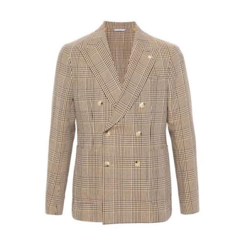 Geruite double-breasted blazer in beige/bruin/geel Manuel Ritz , Beige...