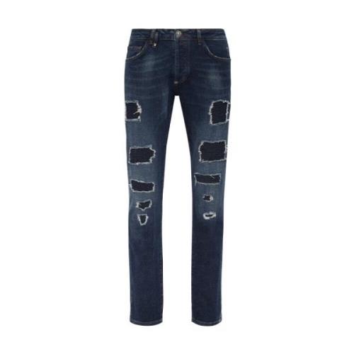Stijlvolle Denim Jeans voor Mannen Philipp Plein , Blue , Heren