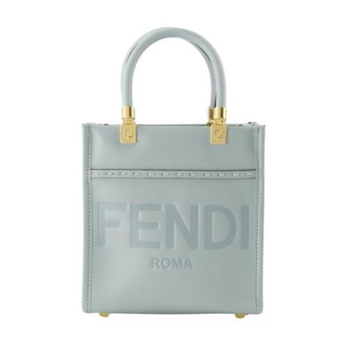 Sunshine Leren Tote Tas Fendi , Blue , Dames