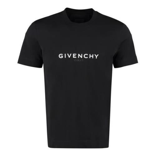 Geribbelde Crew-Neck Katoenen T-Shirt Givenchy , Black , Heren