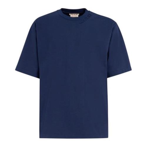 katoenen oversized t-shirt met patches Marni , Blue , Heren