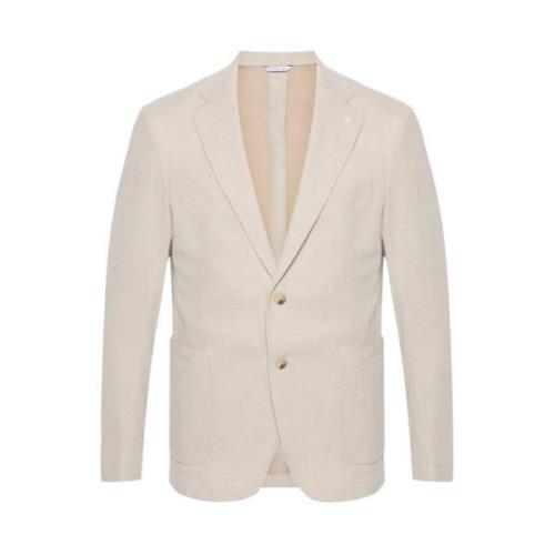 Geëmbosseerde Blazer met Reversspeld Manuel Ritz , Beige , Heren