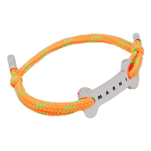 Schoenveter armband met botplaat Marni , Orange , Heren