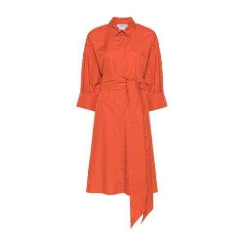 Wortel Oranje Poplin Jurk Box-Pleat Detail Max Mara , Orange , Dames