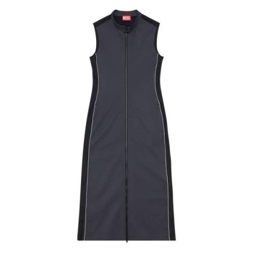 Midi dress in cool wool and tech fabric Diesel , Gray , Dames