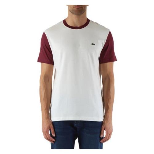 Regular Fit Katoenen T-shirt met Contrast Inserts Lacoste , White , He...