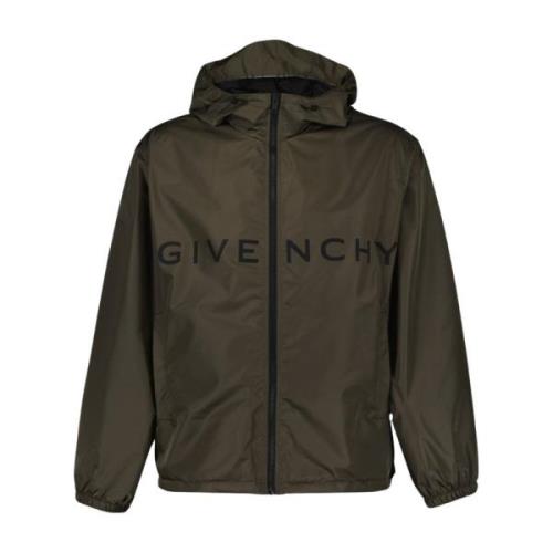 Windjack met capuchon en logo Givenchy , Green , Heren