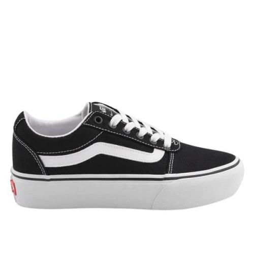 Platform Canvas Schoenen Zwart/Wit Vans , Black , Dames