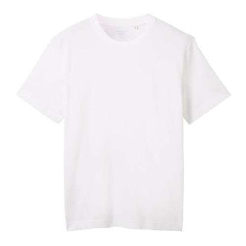 Witte Pique T-shirt Tom Tailor , White , Heren