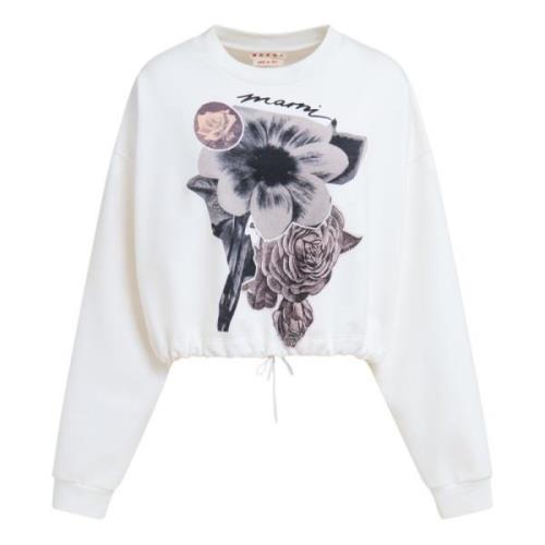 Katoenen sweatshirt met bloemencollageprint Marni , White , Dames