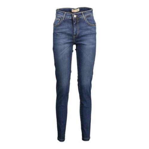 Blauwe Katoenen 5-Pocket Jeans met Knoop Kocca , Blue , Dames